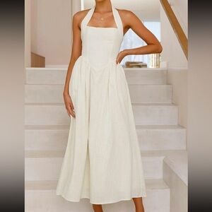 Beige Halter Dress w/ pockets